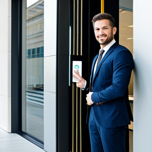 A professional, confident man in a modest, well-fitted business suit stands at the elegant glass entrance of a modern, brightly lit office building. He extends a welcoming hand, embodying the quick and efficient delivery of static content. Around him, the architecture is clean and precise, with clear signage representing HTML, and sleek, minimalist design elements symbolizing CSS. His posture is open and inviting, reflecting high availability and rapid response.
    *   `fully clothed`, `modest clothing`, `appropriate attire`, `professional dress`, `safe for work`, `appropriate content`, `perfect anatomy`, `correct proportions`, `natural pose`, `well-formed hands`, `proper finger count`, `natural body proportions`, `professional photography`, `high quality`
