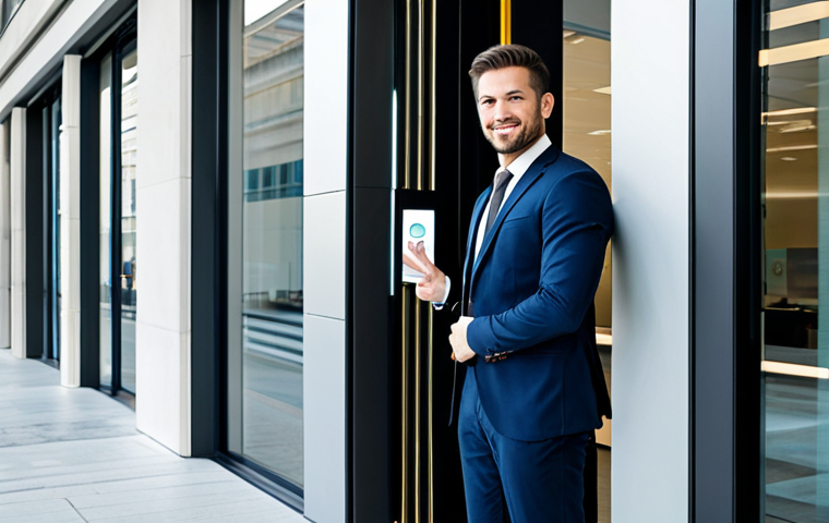A professional, confident man in a modest, well-fitted business suit stands at the elegant glass entrance of a modern, brightly lit office building. He extends a welcoming hand, embodying the quick and efficient delivery of static content. Around him, the architecture is clean and precise, with clear signage representing HTML, and sleek, minimalist design elements symbolizing CSS. His posture is open and inviting, reflecting high availability and rapid response.
    *   `fully clothed`, `modest clothing`, `appropriate attire`, `professional dress`, `safe for work`, `appropriate content`, `perfect anatomy`, `correct proportions`, `natural pose`, `well-formed hands`, `proper finger count`, `natural body proportions`, `professional photography`, `high quality`