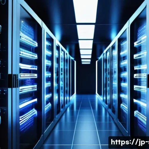 리버스 프록시 서버 설정 가이드 - A sleek, modern server room with rows of illuminated server racks connected by glowing network cable...
