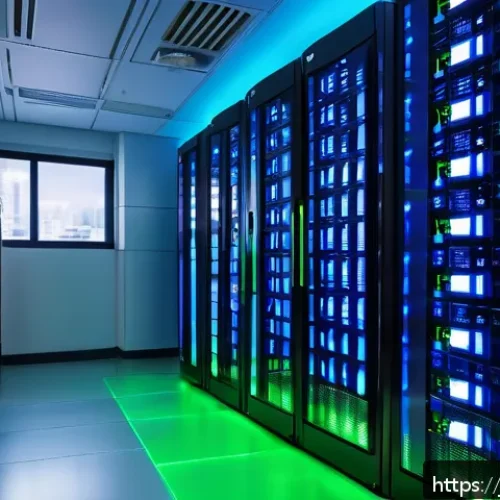 CentOS와 Ubuntu 서버 비교 - A modern Japanese office server room with sleek racks of servers labeled "CentOS Stream" and "Ubuntu...