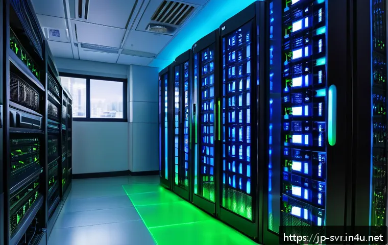 CentOS와 Ubuntu 서버 비교 - A modern Japanese office server room with sleek racks of servers labeled "CentOS Stream" and "Ubuntu...