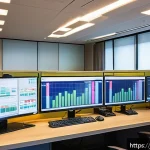 서버 보안 패치 관리 자동화 - A modern Japanese office environment focused on IT professionals managing automated patch management...